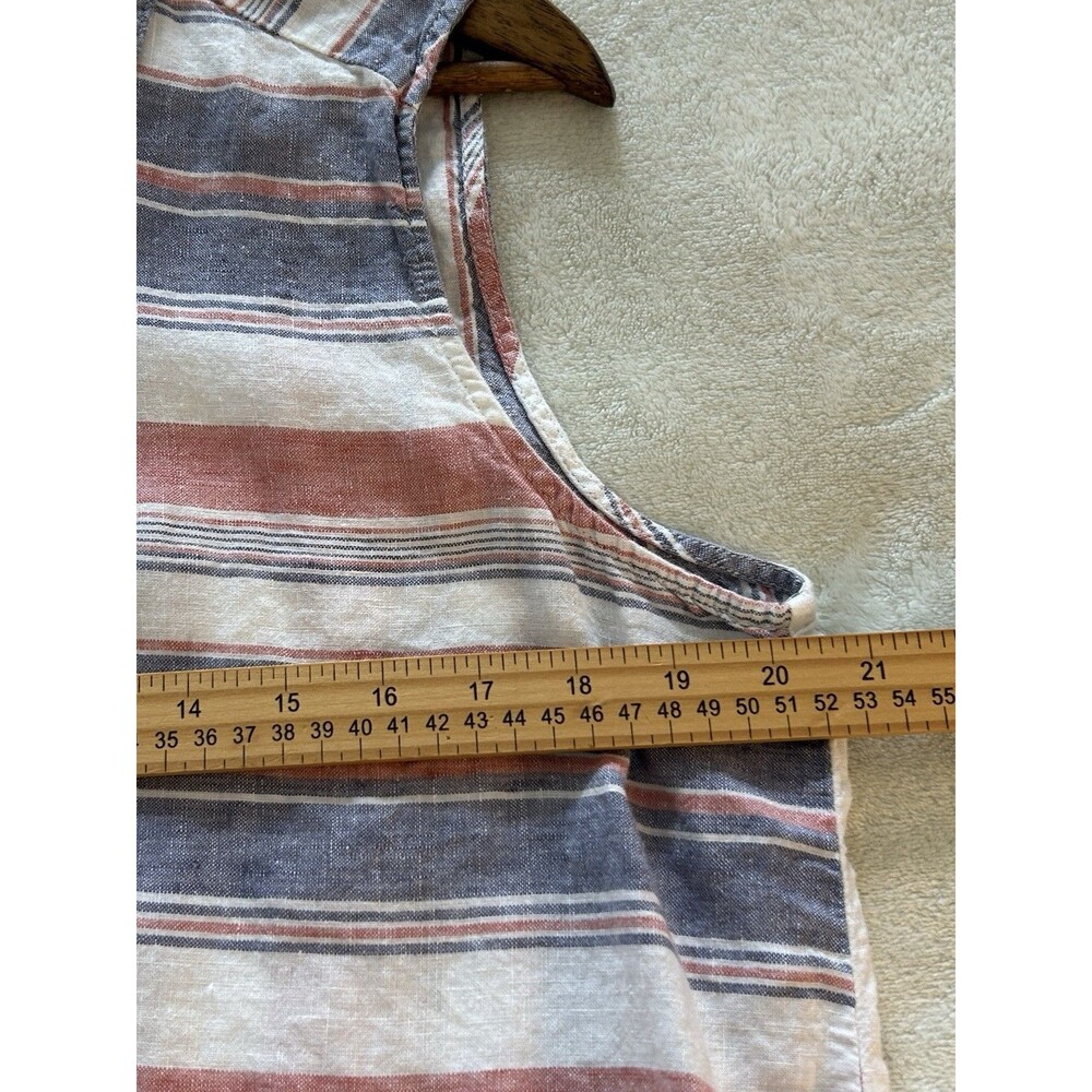 Marc New York Linen Shirt Large White Red Blue Button Front Lightweight Flowy - Picture 8 of 10